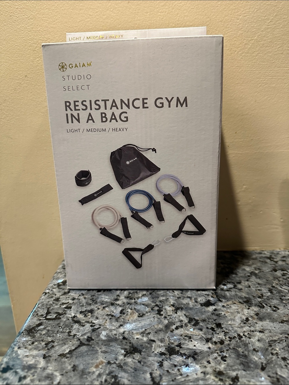GAIAM Resistance Band Set with Pink, Blue, Purple and Black Accessories
